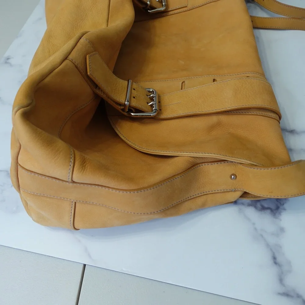 Vtg Fendi Messenger Bag‎ Large Tan Saddle Calf Leather Buckle Strap Satchel Y2K
